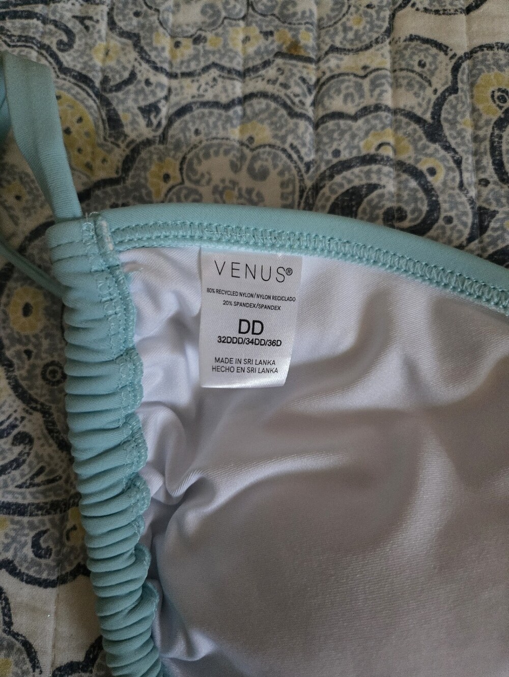 Venus size 12 Aqua Cutout Embroidered Triangle Bikini Set - Picture 5 of 5